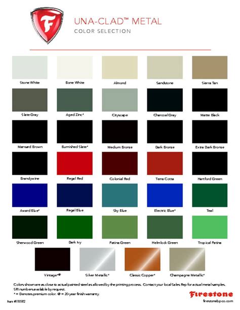 firestone sheet metal color chart